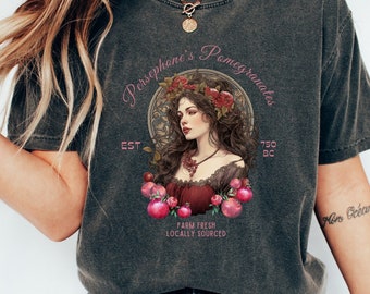 Persephone Pomegranate Tee: Dark Academia Greek Goddess Comfort Colors Shirt