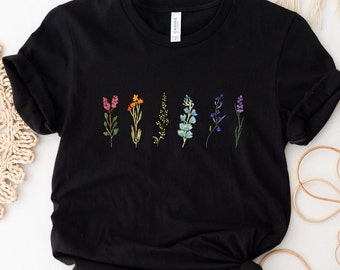 Subtle Pride Wildflower Tshirt, Unisex Shirt, Queer Shirt Gift, Lesbian, Bisexual, Transgender, Non-Binary, Gay,