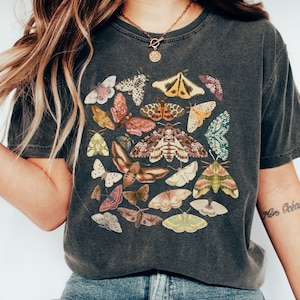 Vintage Moth Shirt, Unisex Butterfly Tee, Cottagecore TShirt, Comfort Colors, Goblincore T-Shirt, Dark Academia Tee, Botanical Insect top