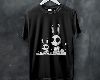 Maglietta grafica con coniglio gotico inquietante / Maglietta unisex Weirdcore