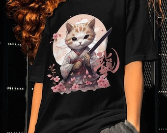 Samurai Cat Graphic Tee | Japanese Manga Anime Comfort Colors