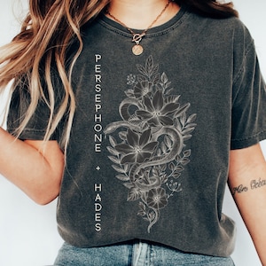 ペルセポネとハデスのギリシャ神話Tシャツ、ユニセックスコンフォートカラーTシャツ、ダークアカデミアシャツ、読書好きへのギフト
