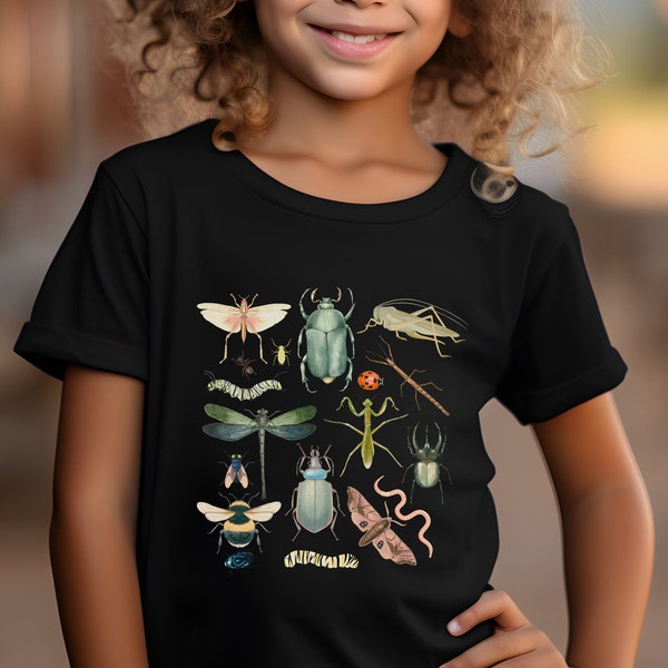 Insects Kids Shirt: Cottagecore & Goblincore Inspired Tee, Budding Entomologists, Vintage Bug Shirt