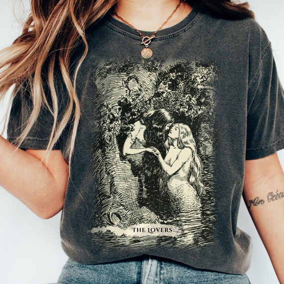 Greek Goddesses Tshirt, the Dryad and the Nymph Witchy Tee, The lovers Tarot card, Book Lover gift