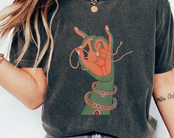 Ancient Tibetan God Tee, Buddhist Mudra for enlightenment, meditation, yoga, ayurvedic, tantric. Funky Gift