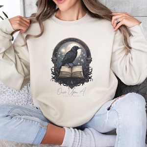 Gothic Poe Sweatshirt - Cozy Dark Academia Raven Design - Edgar Allen Poe&#39;s the Raven, Literary Fashion for Book Lovers & Fall Style