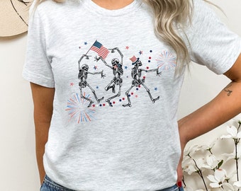 Dancing Skeletons 4th of July T-shirt, American Flag Tee