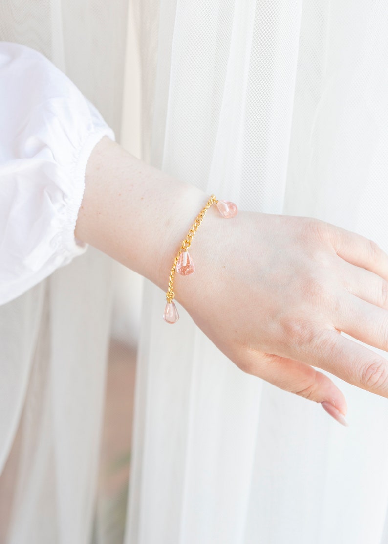 Gold Filled Pomegranate Bracelet, Murano Glass Bracelet, Fruit Jewelry, Dainty Summer Bracelet, Minimalist Pomegranate Jewelry image 4