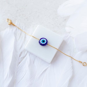Gold Filled Evil Eye Bettelarmband, Freundschaftsarmband, Minimalistischer Schmuck, Evil Eye Schmuck, zierliches Armband, Schutz Armband