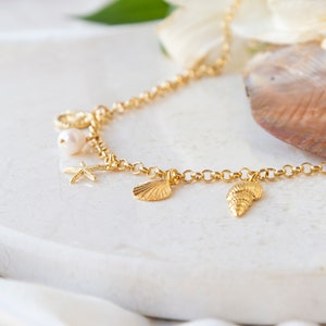Gold Filled Oyster Necklace With Pearl, Jewelry For Summer, Sea Shell Necklace, Dainty Beach Jewelry, Gold Charm Necklace image 4