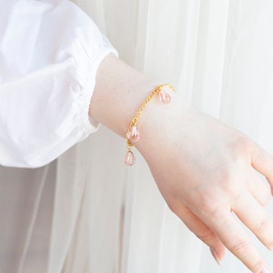 Gold Filled Pomegranate Bracelet, Murano Glass Bracelet, Fruit Jewelry, Dainty Summer Bracelet, Minimalist Pomegranate Jewelry image 3