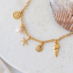 Gold Filled Oyster Necklace With Pearl, Jewelry For Summer, Sea Shell Necklace, Dainty Beach Jewelry, Gold Charm Necklace image 2