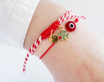 Martenitsa String Bracelet |Traditional Bulgarian Martenitza Bracelet | Bracelet | Red&White Lucky Spring String Bracelet | Trefoil Bracelet