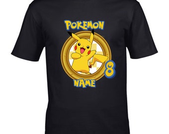 Personalize Pokemon Birthday Shirt,Pikachu birthday T-shirt, Pokemon Shirt, Pokemon Birthday Party T-shirt,Boy birthday gift,gift to kids