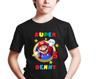 Mario birthday T-shirt,Personalize supermario Birthday Shirt, super mario family shirt,Birthday Party T-shirt,game shirt,boy birthday gift,t