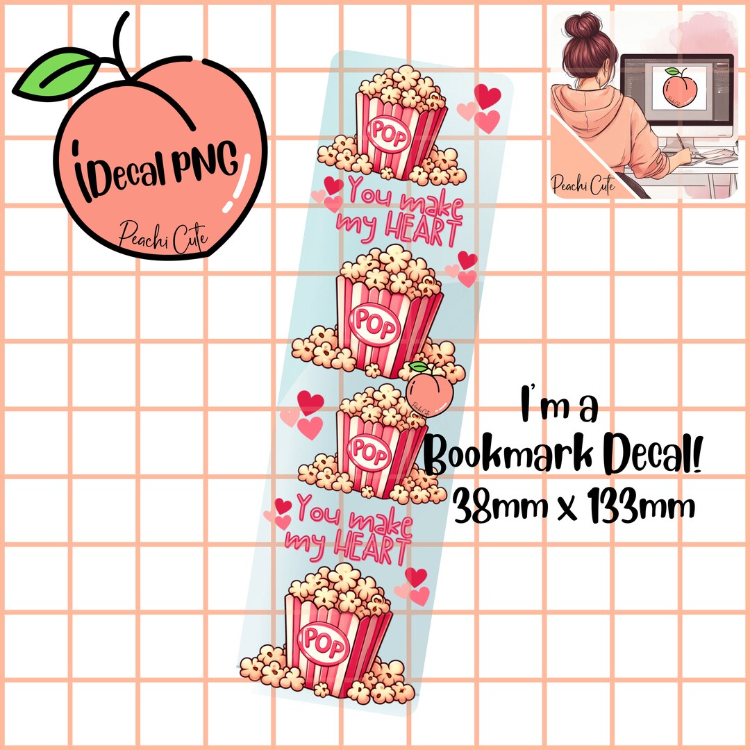 You Make My Heart POP, Cute Popcorn, Valentines Day Bookmark, Sub ...