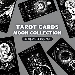 Mond Tarot PNG, Tarotkarten Clipart, Celestial Art, Bundle für kommerzielle Nutzung