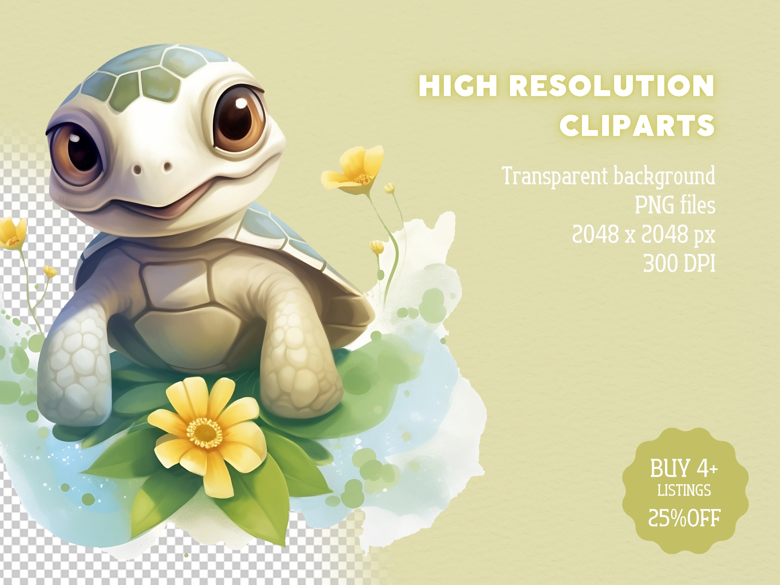 Baby Turtle Clipart Sea Turtle PNG Cute Turtle Clip Art - Etsy