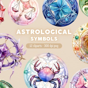 Simboli astrologici PNG, Clipart di segni zodiacali, ClipArt di astrologia oroscopo, pacchetto per uso commerciale o album di ritagli, diario spazzatura, …