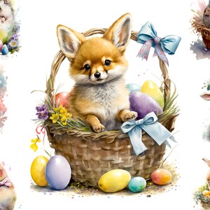 Ilustraciones de compañeros de Pascua, 14 JPG de alta calidad, papel digital de animales lindos, imágenes prediseñadas de conejito, diseño de cordero, paquete para uso comercial