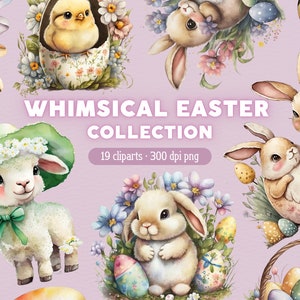 Clipart de Pâques, lapin de Pâques PNG, paniers de Pâques Clip Art, Bundle pour un usage Commercial