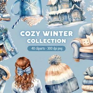 Gezellige winter clipart, kerst PNG, vakantie clip art, xmas tijd PNG, bundel voor commercieel gebruik of kaarten maken, junk journal,...