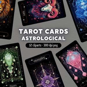 Astrologische Tarotkarten PNG, Sternzeichen Clipart, Astrologie Clip Art, Celestial Bundle für kommerzielle Nutzung oder Scrapbook, Junk Journal, …