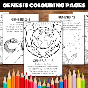 23 Book of Genesis Colouring Pages | Sunday School PDF | Homeschool Printable | Christian Bible Verse Colouring Pages