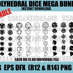 Dungeon und Dragons Polyhedral Würfel SVG Dungeon und Dragon Cricut Datei zum Basteln DND PNG Dungeon und Dragon Craft