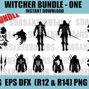 The Witcher SVG Pack One Cricut Bundle Geralt of Rivia for Silhouette Gaming PNG for Crafting