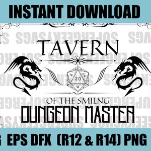 Mazmorras y dragones SVG Taberna del DM sonriente Dungeon and Dragon Cricut File para la elaboración de DND