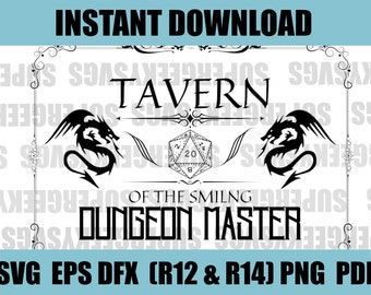 Dungeons and Dragons SVG Tavern of the Smiling DM Dungeon and Dragon Cricut File For Crafting DND