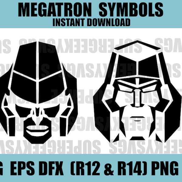 Decepticon Megatron 2 Pack SVG Megatron Cartoon Design Cricut Bundle 80s Cartoons for Silhouette Gaming PNG for Crafting