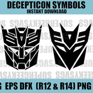 Decepticon Symbols SVG Megatron Cricut Cut File 80s Cartoons for Silhouette Gaming PNG for Crafting