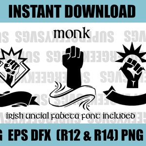 Dungeons and Dragons Player Class SVG Monk Dungeon and Dragon Cricut-fil för att skapa DND PNG