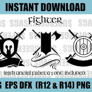 Dungeons and Dragons Player Class SVG Fighter Dungeon and Dragon Cricut File For Crafting DND PNG
