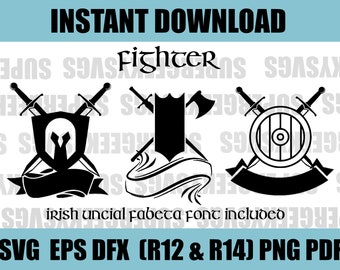 Dungeons and Dragons Player Class SVG Fighter Dungeon and Dragon Cricut File For Crafting DND PNG