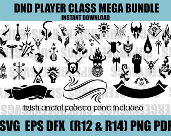 Dungeons and Dragons Player Class Full Class Mega Bundle  SVG Bard Dungeon and Dragon Cricut File For Crafting DND PNG