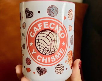 Cafecito y chisme mug, cafecito y chisme coffee cup, cute gift for latina girl, cafecito & chisme gift, cute Spanish mug, Spanish theme cup