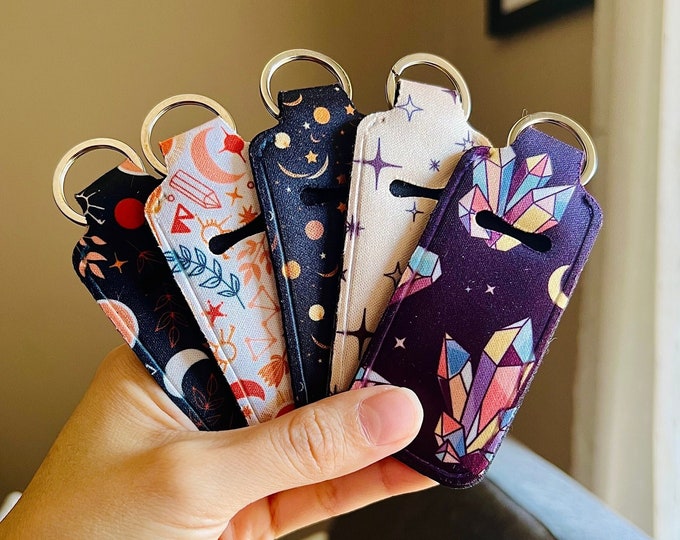 Cute Lip balm holder, Lipbalm holder, boho lip balm keychain, cute lip balm holder keychain, lip balm keyring, retro lip balm keychain,