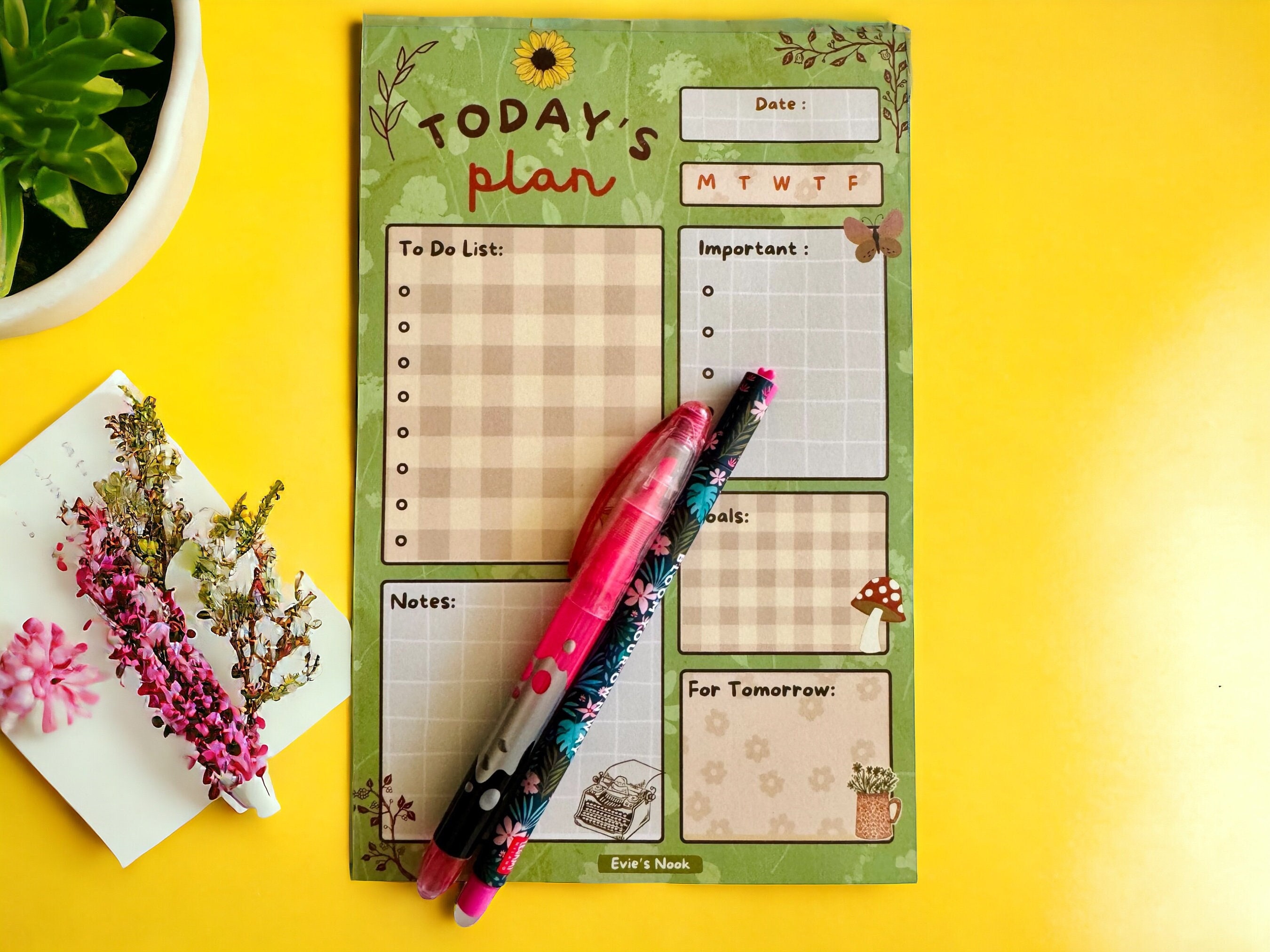 Cute Cottagecore Notepad, Daily Tasks Notepad, Cottage Theme Stationary ...