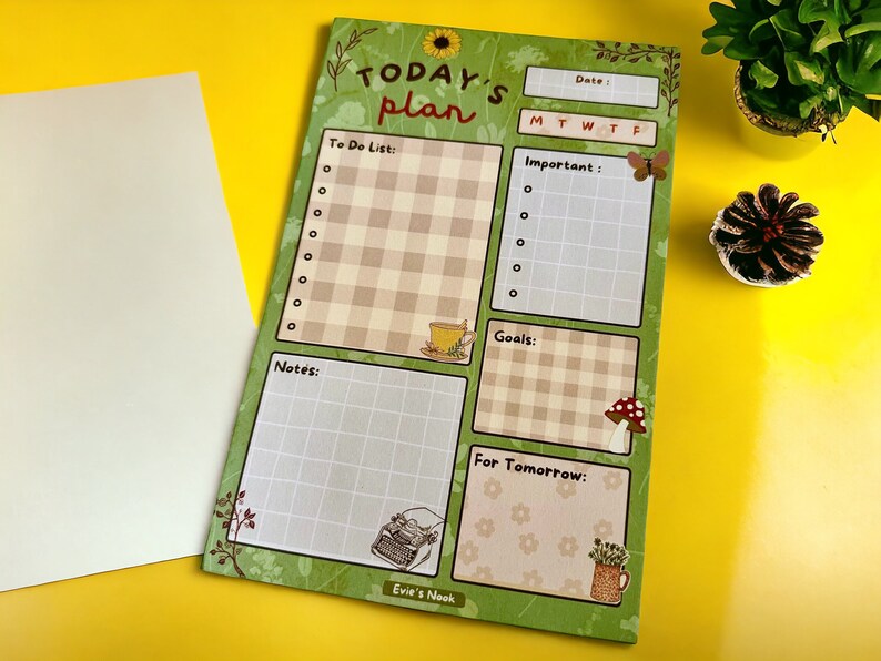 Cute Cottagecore Notepad, Daily Tasks Notepad, Cottage Theme Stationary ...