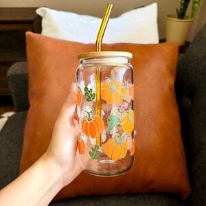 Beer Can Glass Tumbler Bamboo Lid Straw Included Drinkware Gifts Her Gift Friend Spooky Coffee Cup Fall Season Mug Halloween Tumbler Boho image 7