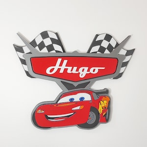 Cartel Rayo McQueen decoración puerta, pared - Letrero pared - Decoracion pared - personalized sign with name