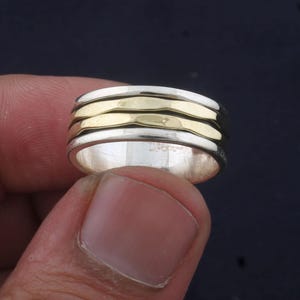 Two Tone Spinner Ring: Gold-Plated 925 Sterling Silver Bohemian Ring