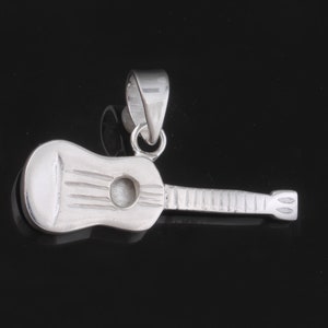 Sterling Silver Acoustic Guitar Pendant - Handmade Music Lover Necklace
