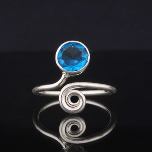 Blue Topaz Sterling Silver Ring: Handmade Women&#39;s Jewelry