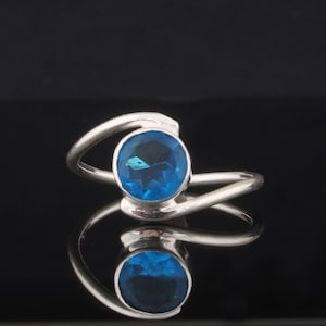 Handmade Blue Topaz 925 Sterling Silver Ring: Boho Gemstone Jewelry