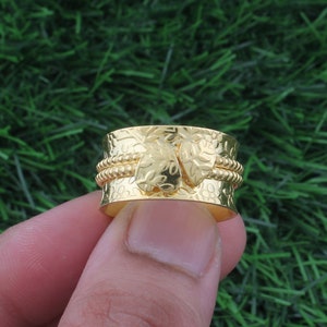 Bague Spinner Love Heart Fidget faite main : Laiton plaqué or