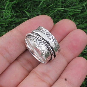 Two Tiny Fidget Band 925 Sterling Silver Spinner Ring, Handmade Silver Fidget2025 Bands Ring For Women Wedding Gifts IdeaCYBER 2025